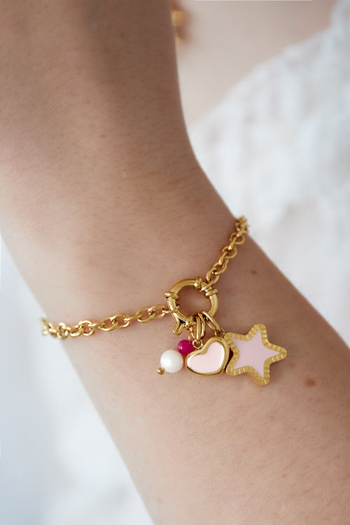 14K Gold Plated Charm Bracelet for Women