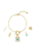 Elegant 14K Gold Plated Heart Charm Bracelet for Women