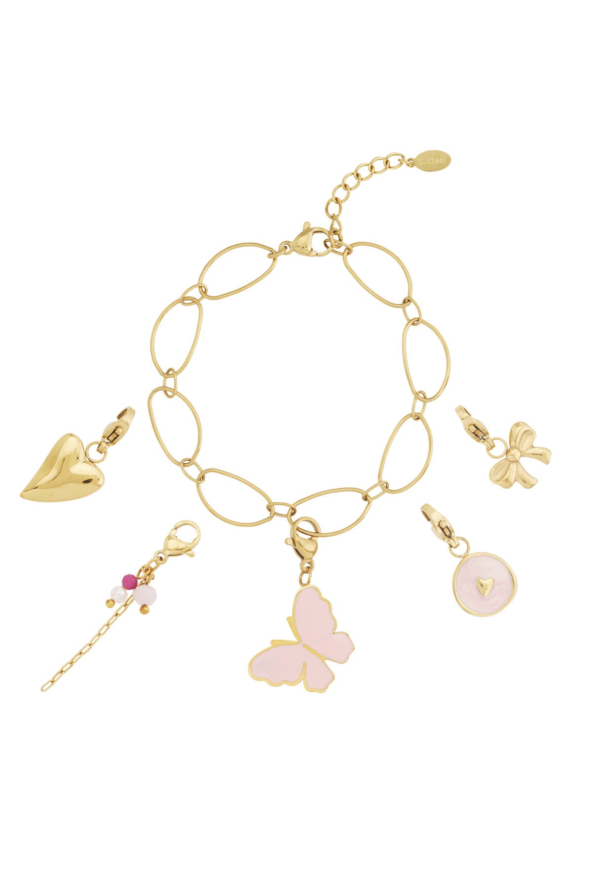 Elegant Pink Charm Bracelet for Stylish Women