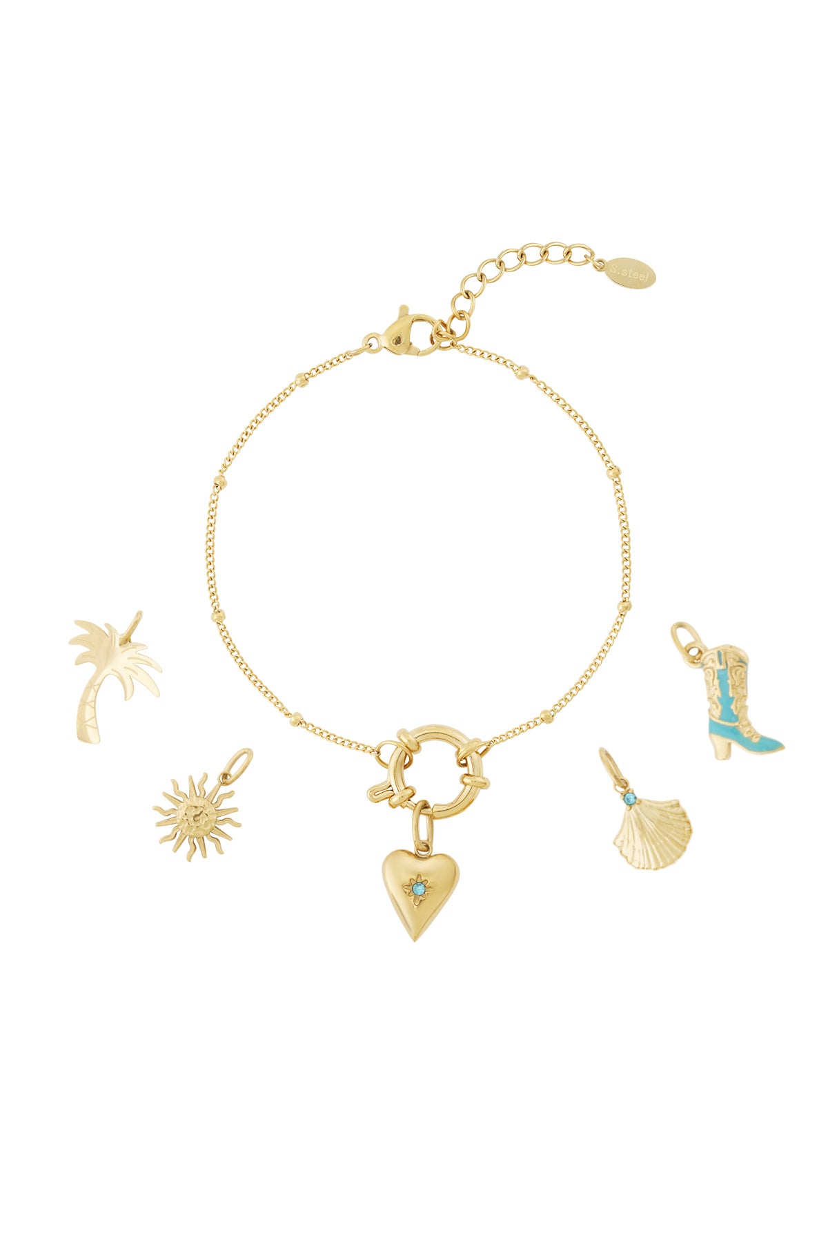Elegant 14K Gold Plated Charm Bracelet for Women