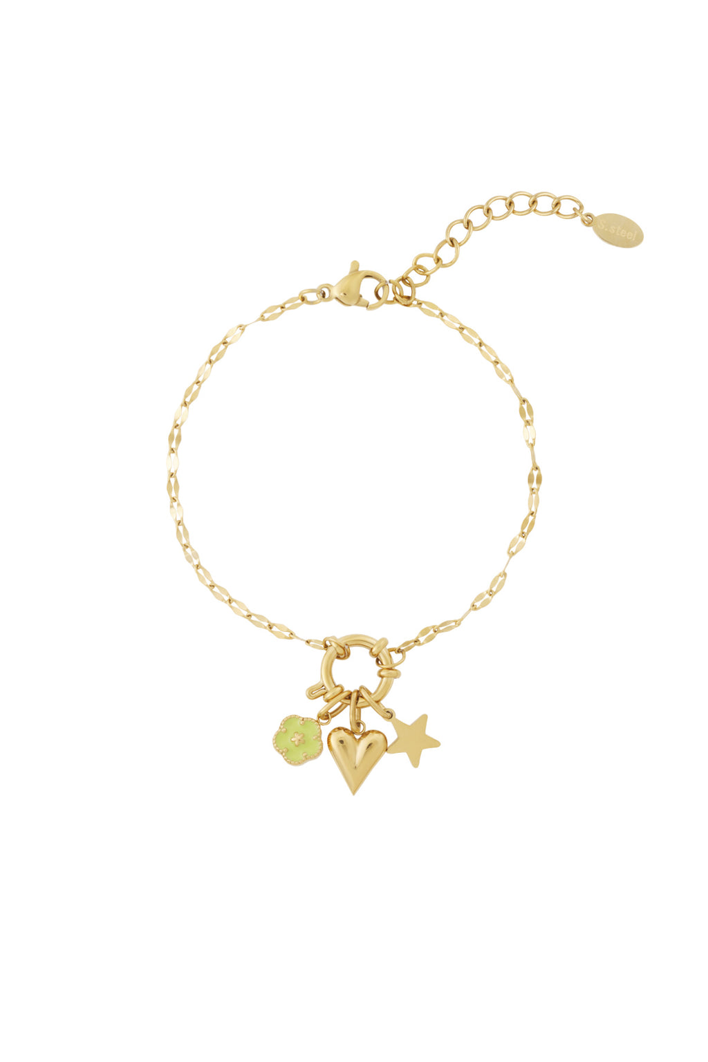 14K Gold Plated Flower Charm Bracelet for Women