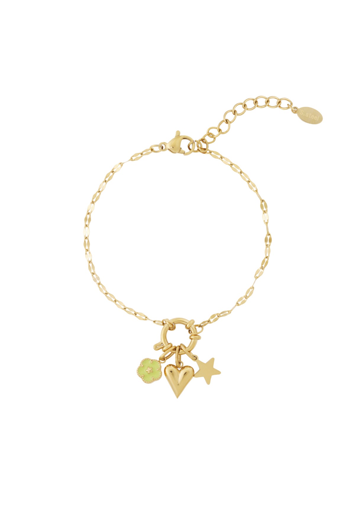14K Gold Plated Flower Charm Bracelet for Women