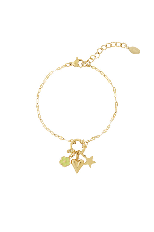 14K Gold Plated Flower Charm Bracelet for Women