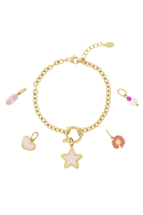 14K Gold Plated Charm Bracelet for Women