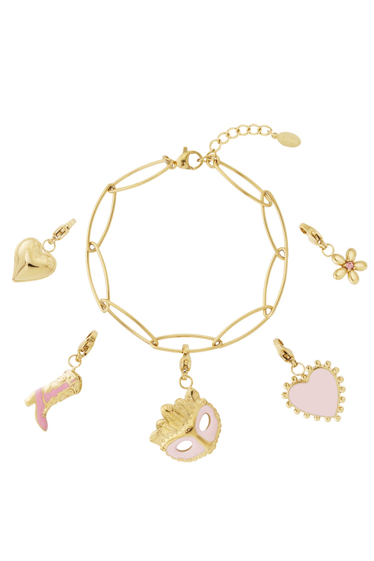 Elegant 14K Gold Plated Charm Bracelet for Women