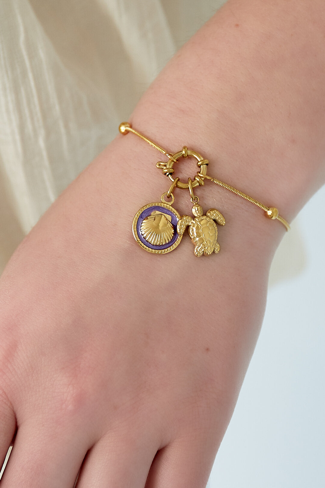 Elegant 14K Gold Plated Oceanic Charm Bracelet