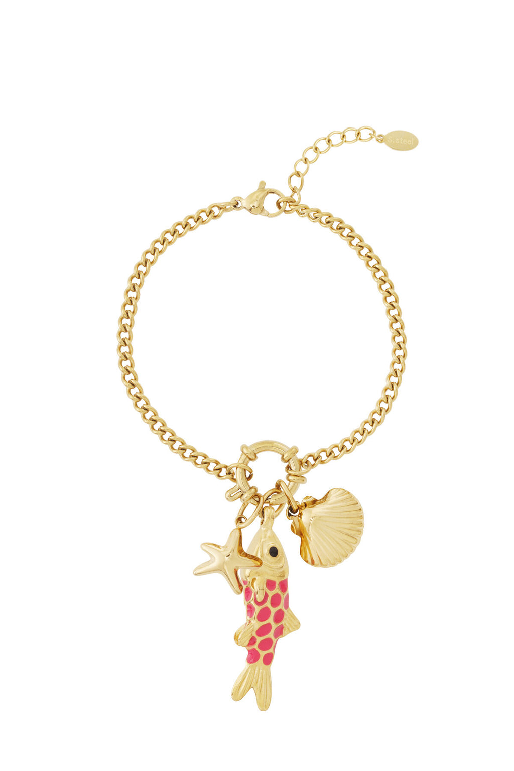 Elegant 14K Gold Plated Fish Charm Bracelet for Spring