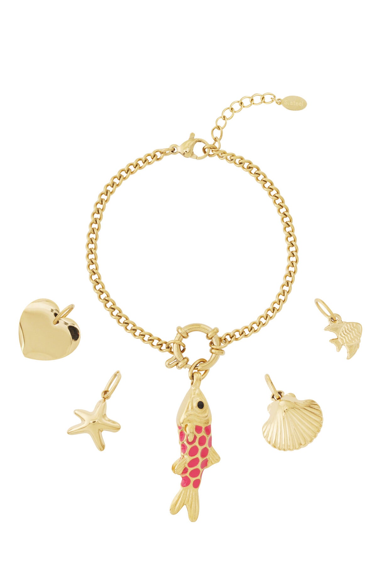 Elegant 14K Gold Plated Fish Charm Bracelet for Spring