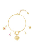 14K Gold Plated Heart Charm Bracelet for Women