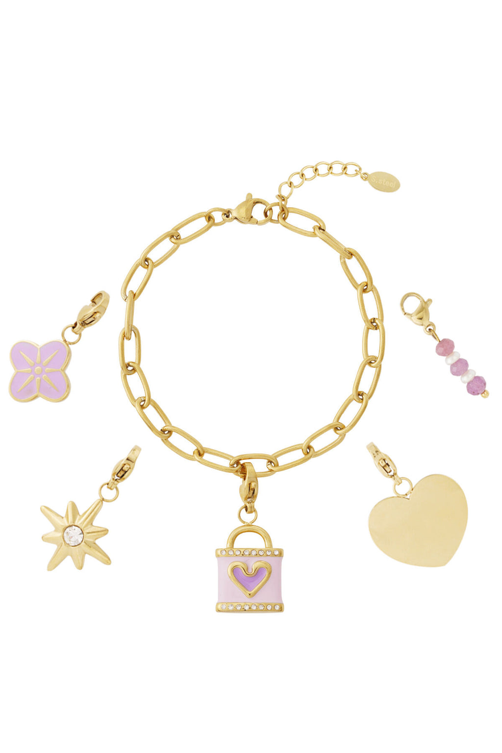 Elegant 14K Gold Plated Charm Bracelet for Women