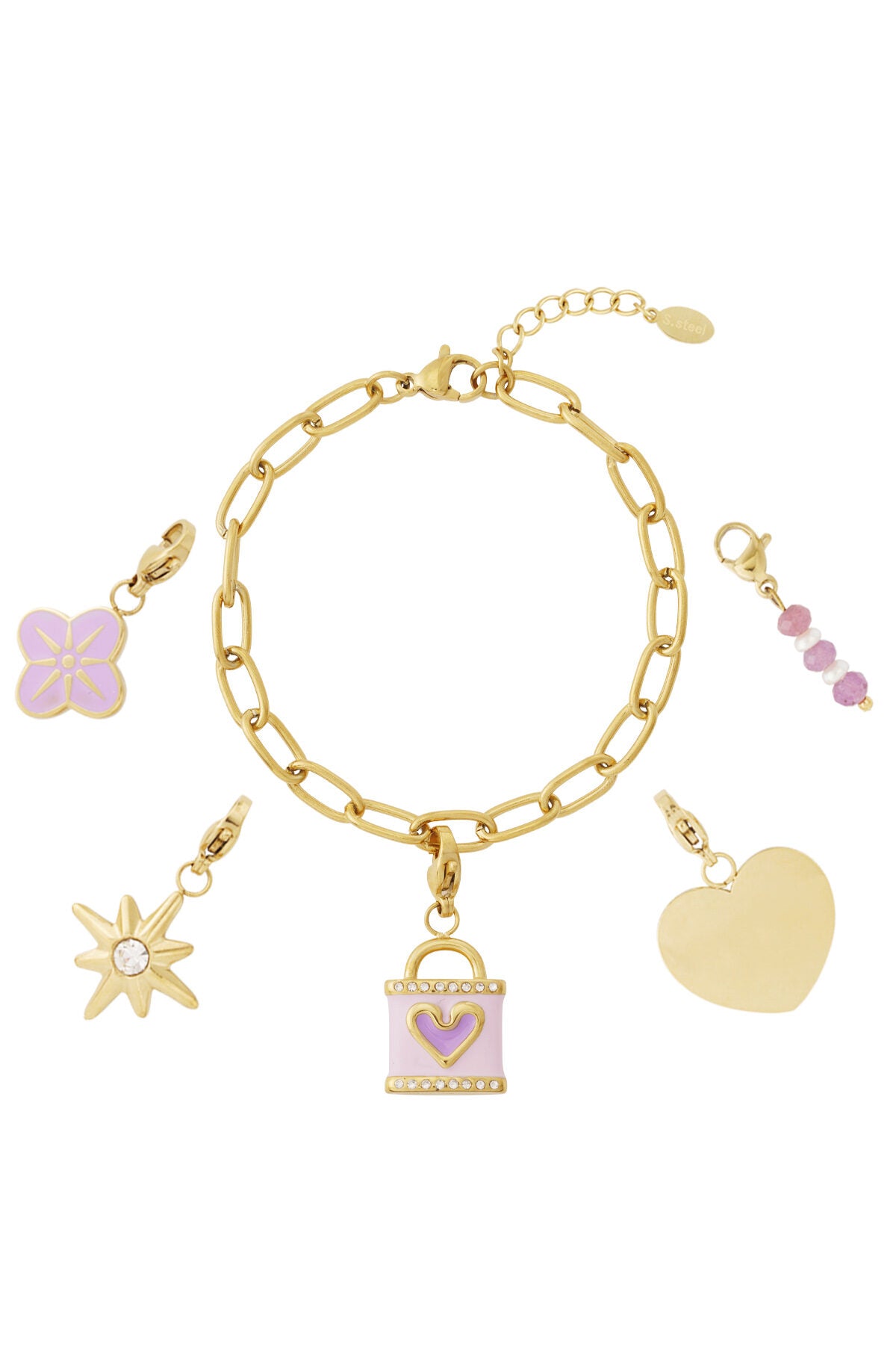 Elegant 14K Gold Plated Charm Bracelet for Women