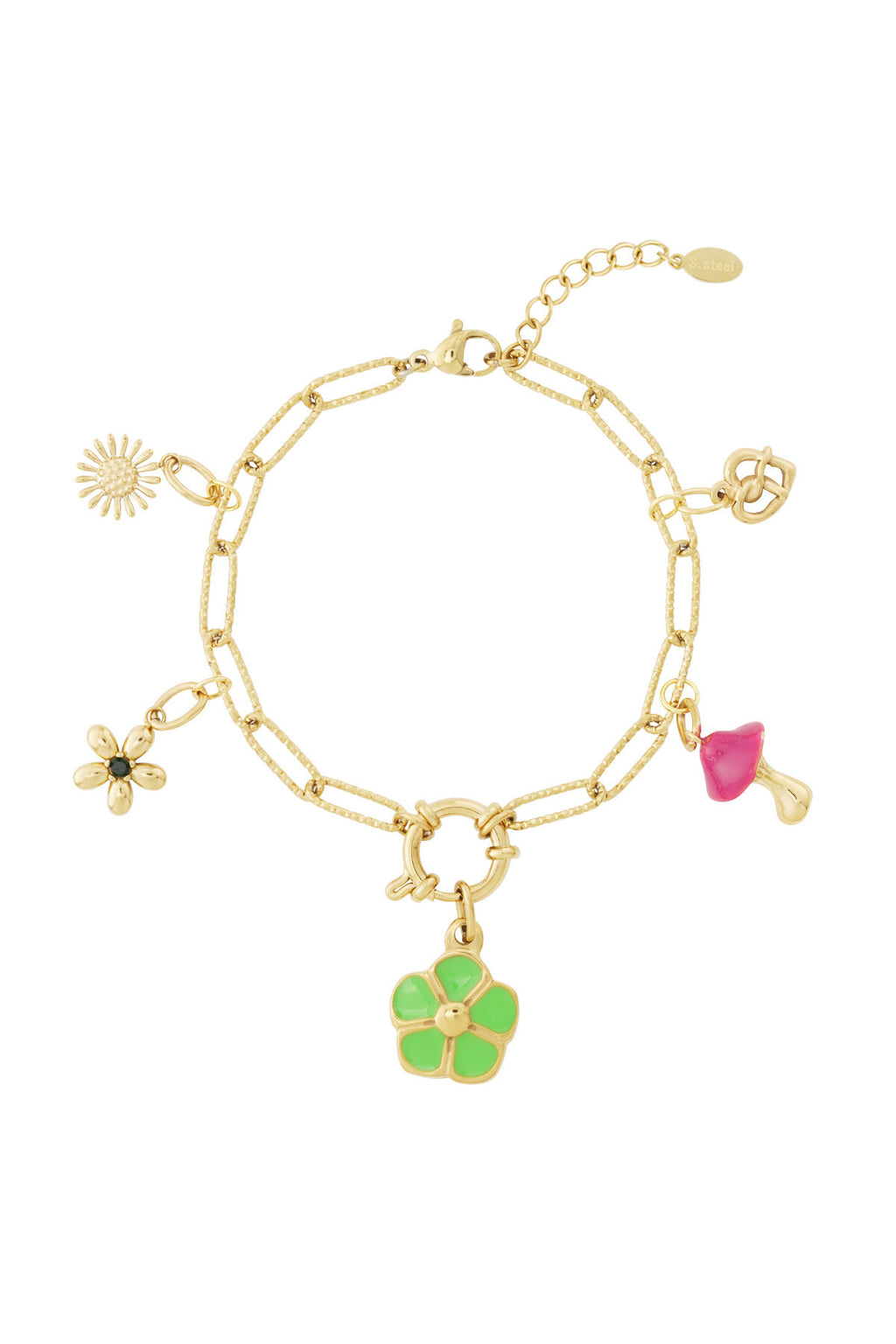 Elegant 14K Gold Plated Flower Charm Bracelet for Women