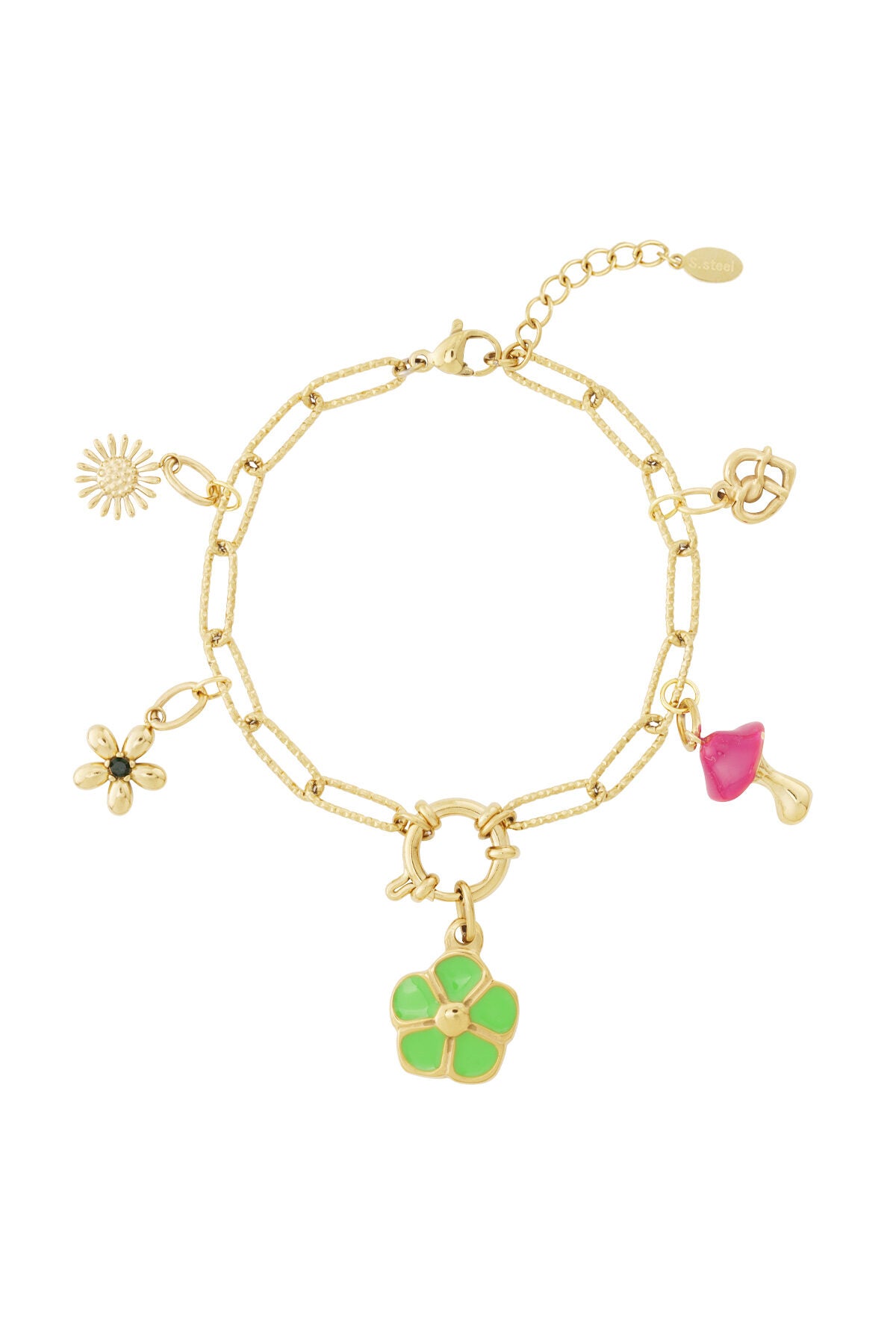 Elegant 14K Gold Plated Flower Charm Bracelet for Women