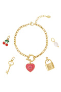 Charming 14K Gold Plated Heart Charm Bracelet