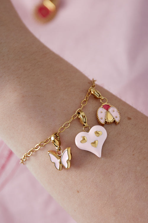 14K Gold Plated Pink Charm Bracelet for Spring
