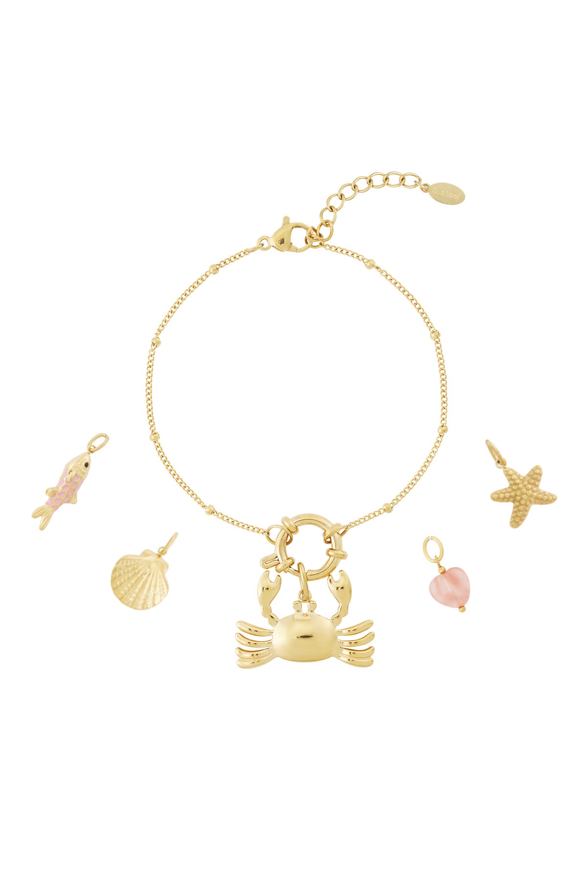 14K Gold Plated Shell Charm Bracelet for Women