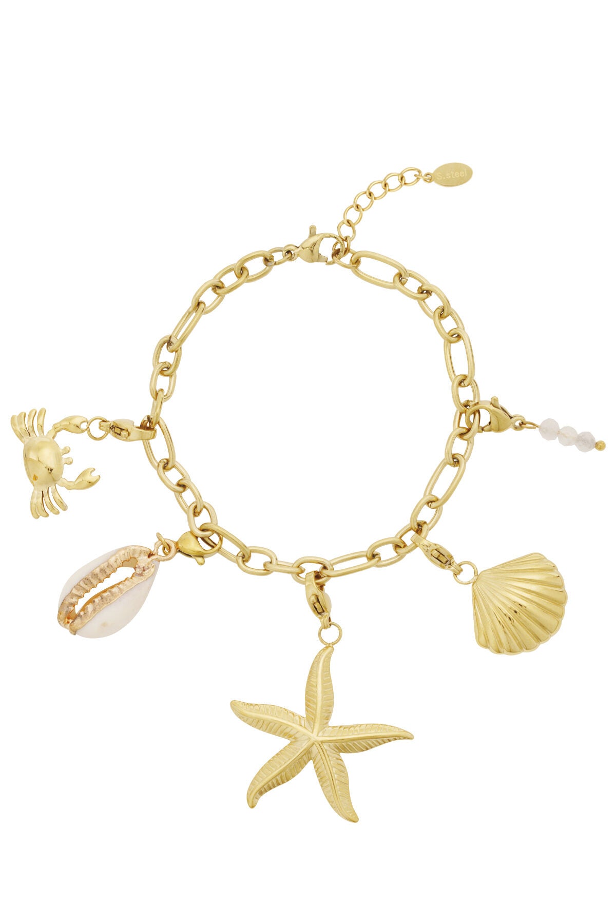 14K Gold Plated Starfish Charm Bracelet for Everyday Wear