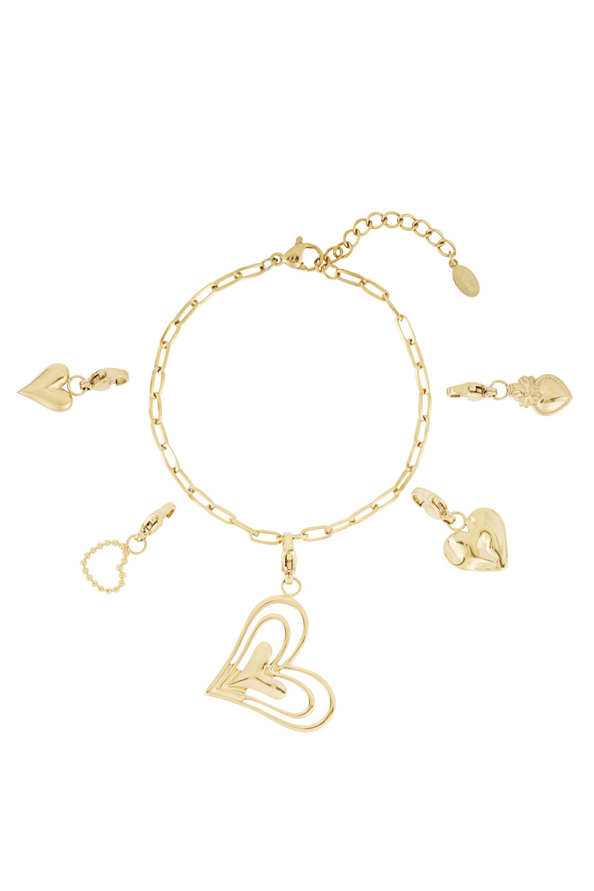 14K Gold Plated Heart Charm Bracelet for Daily Wear