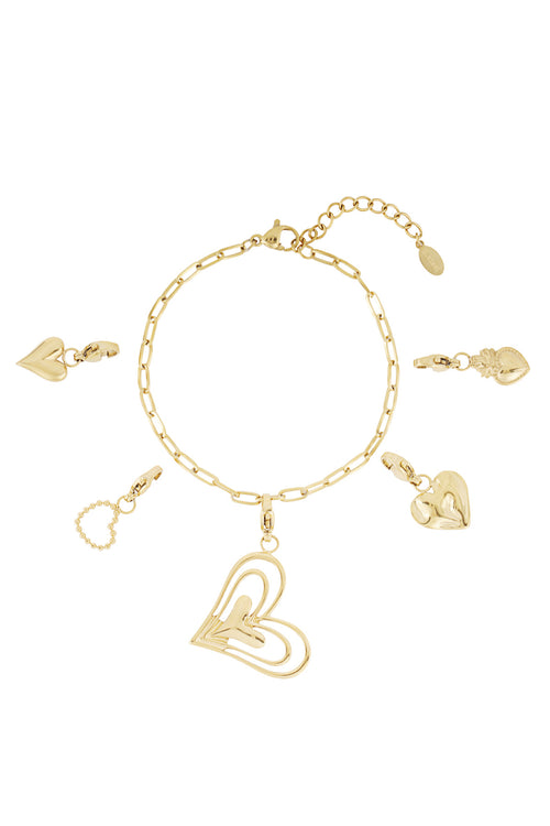 14K Gold Plated Heart Charm Bracelet for Daily Wear