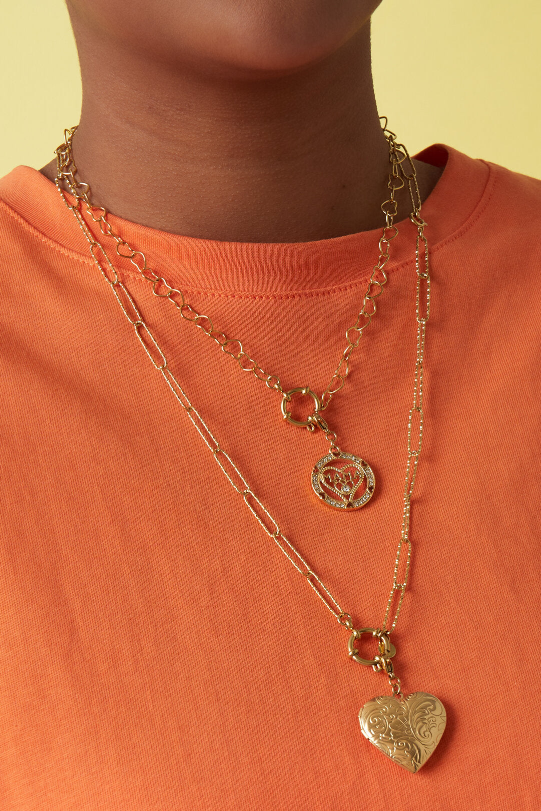 2-in-1 necklace bracelet with heart-shaped links