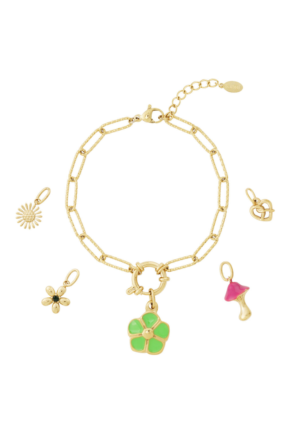 Elegant 14K Gold Plated Flower Charm Bracelet for Women