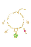 Elegant 14K Gold Plated Flower Charm Bracelet for Women