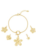 14K Gold Plated Flower Charm Bracelet for Women