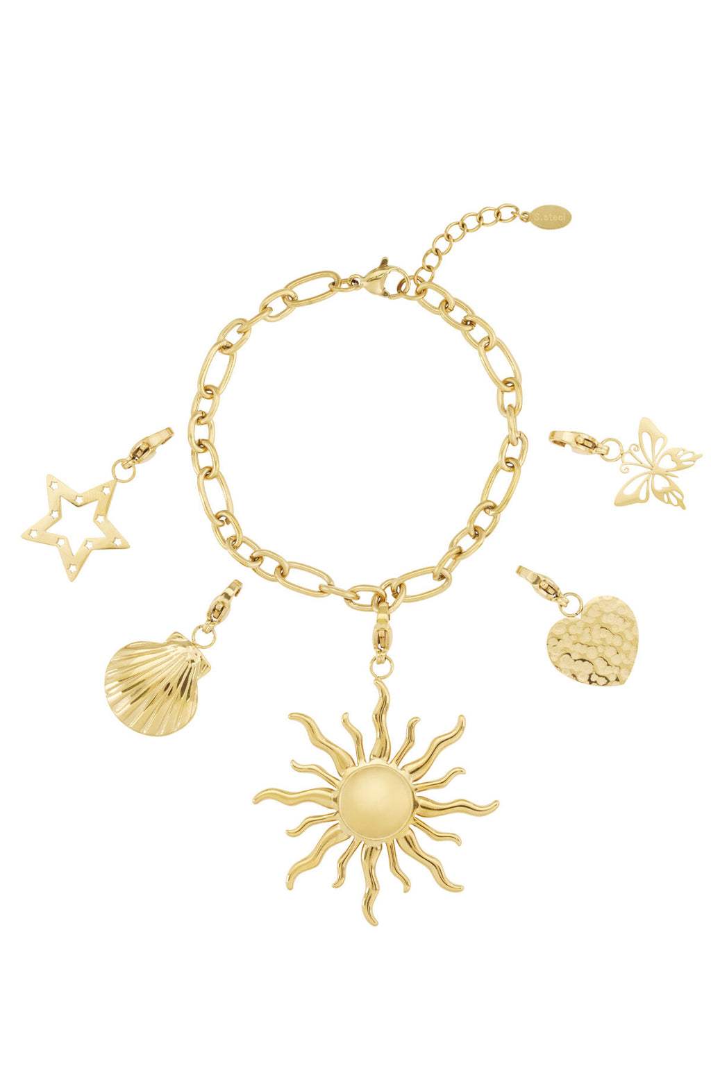 Charming 14K Gold Plated Heart Charm Bracelet