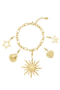 Charming 14K Gold Plated Heart Charm Bracelet
