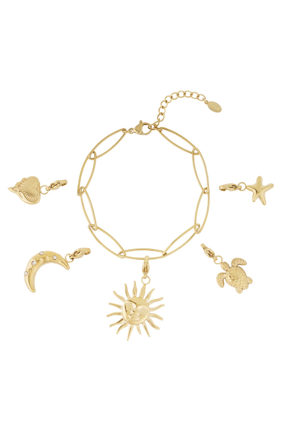 Elegant 14K Gold Plated Sun Charm Bracelet for Women