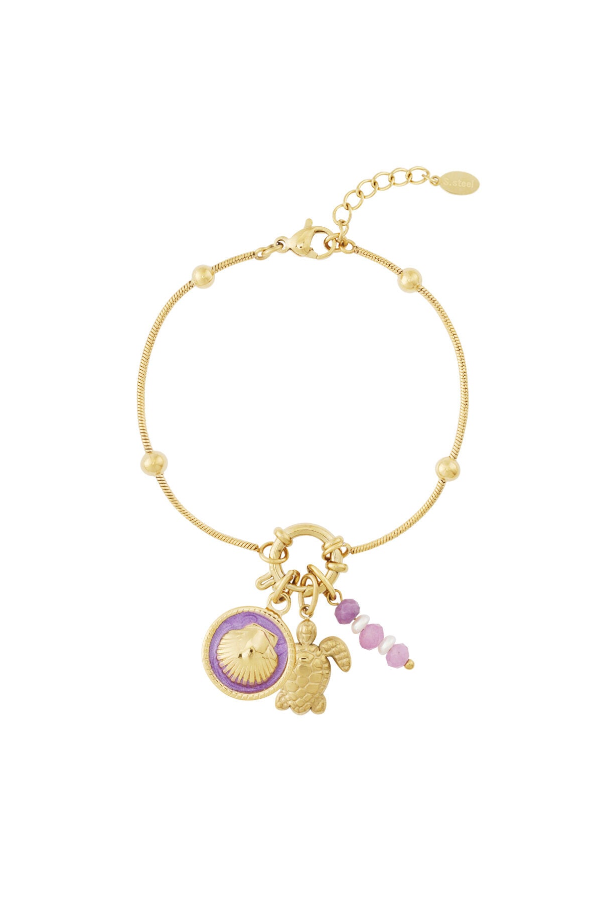 Elegant 14K Gold Plated Oceanic Charm Bracelet