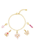 14K Gold Plated Pink Charm Bracelet for Spring