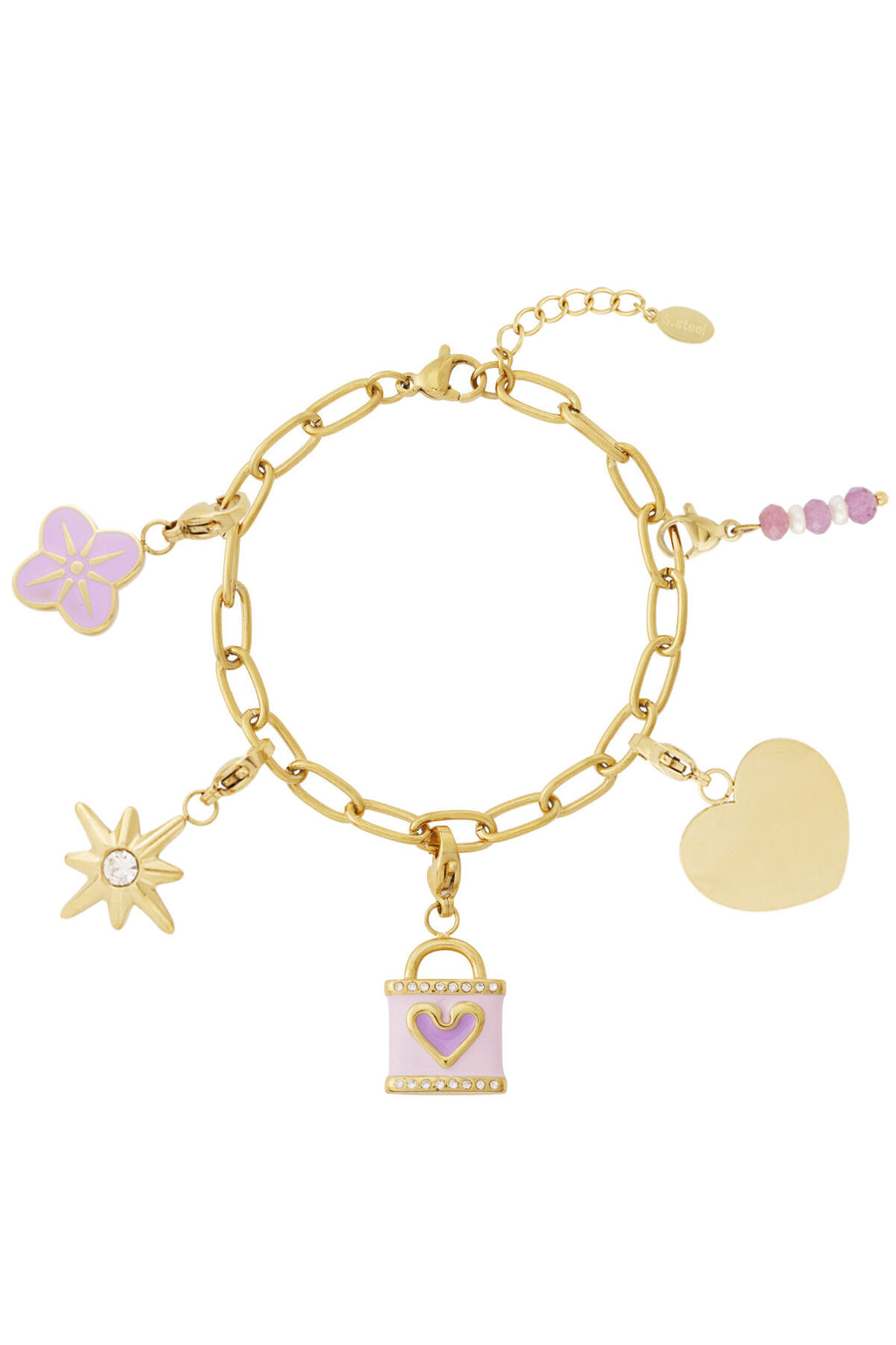 Elegant 14K Gold Plated Charm Bracelet for Women