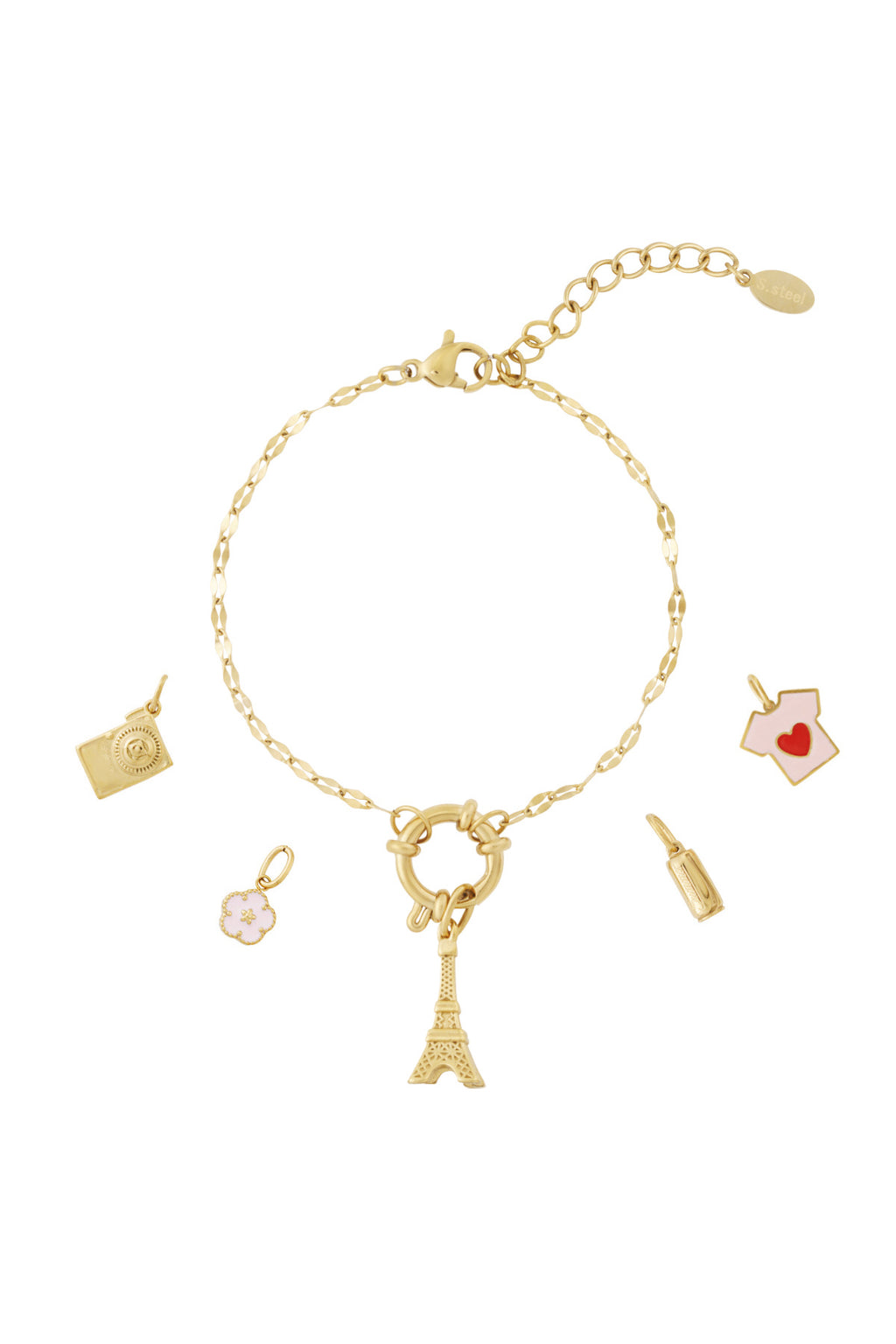 14K Gold Plated Flower Charm Bracelet for Women