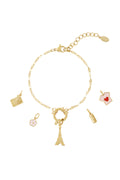 14K Gold Plated Flower Charm Bracelet for Women